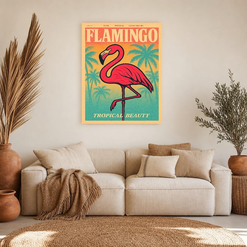 Flamingo Retro Poster | Vintage 70s Wall Art Print | Aesthetic Magazine Print | Mid Century Retro Decor Gift image 11
