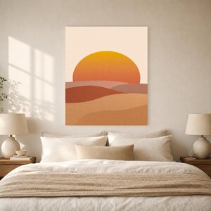 Terracotta XXL Sunrise Wall Art | Oversized Boho Arch Poster | Warm Minimalist Above Bed Print image 5