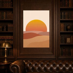 Terracotta XXL Sunrise Wall Art | Oversized Boho Arch Poster | Warm Minimalist Above Bed Print image 4