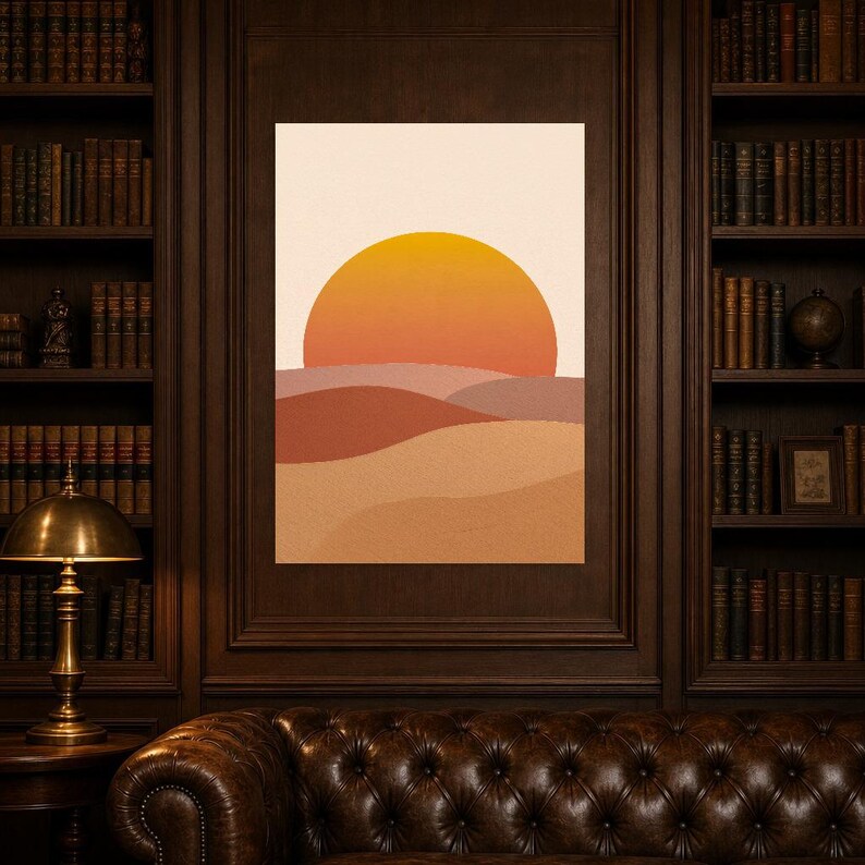 Terracotta XXL Sunrise Wall Art | Oversized Boho Arch Poster | Warm Minimalist Above Bed Print image 4