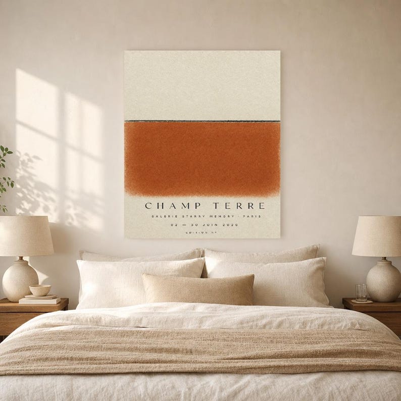 Erdfeld | Abstrakte Wandkunst | Modernes Galerieposter | Minimalistischer Druck in Terrakotta und Schwarz | Gedruckt & Versand Bild 8