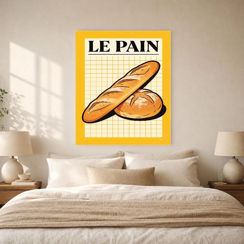 Brotküche Wand kunstdruck | Retro-Bistro-Bäckerei-Poster | Maximalistischer französischer Boulangerie-Druck | Esszimmer-Dekor Bild 6