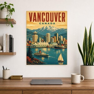 Vancouver Travel Poster | Vintage Harbor Print | Canada Wall Art | Printed & Shipped image 8
