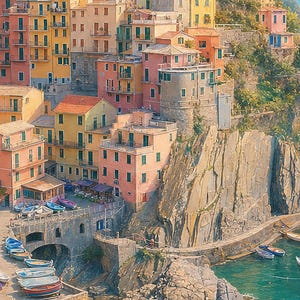 Reisposter Cinque Terre | Zachte schildering Italië Muurdecoratie | Kustprint van Manarola | Gedrukt en verzonden afbeelding 3