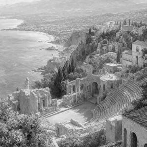 Taormina Travel Poster | Soft Painting Sicily Italy Wall Art | Coastal Etna View Print | Printed & Shipped image 10