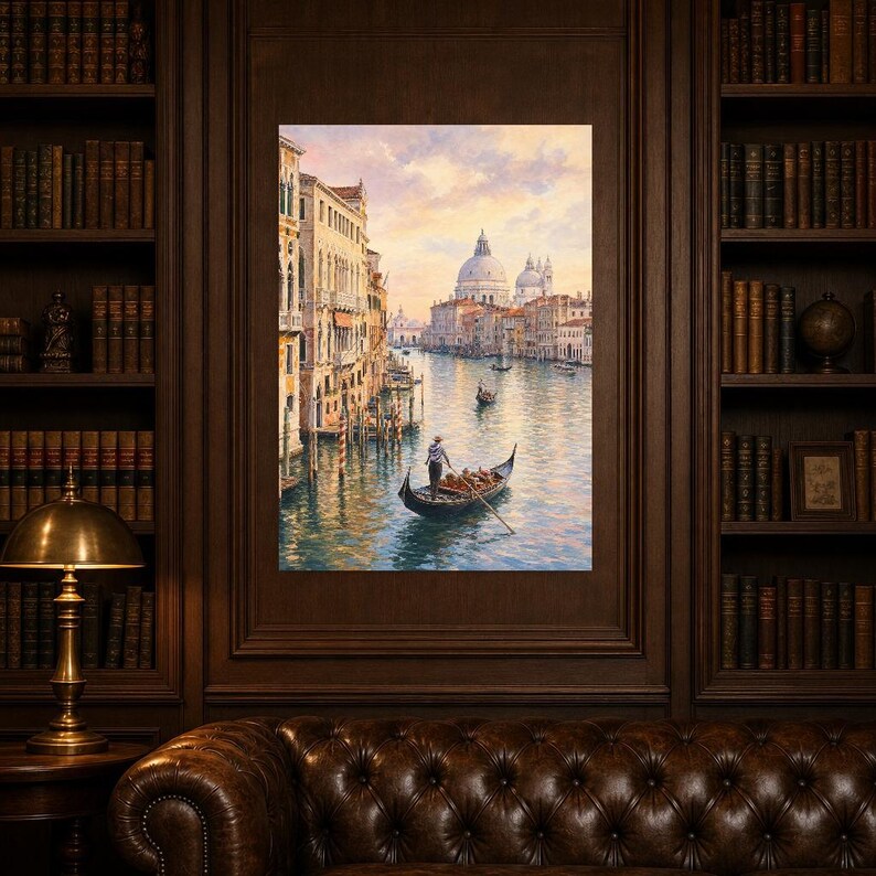Venice Travel Poster | Soft Painting Italy Wall Art | Grand Canal Gondola Coastal Print | Printed & Shipped image 9