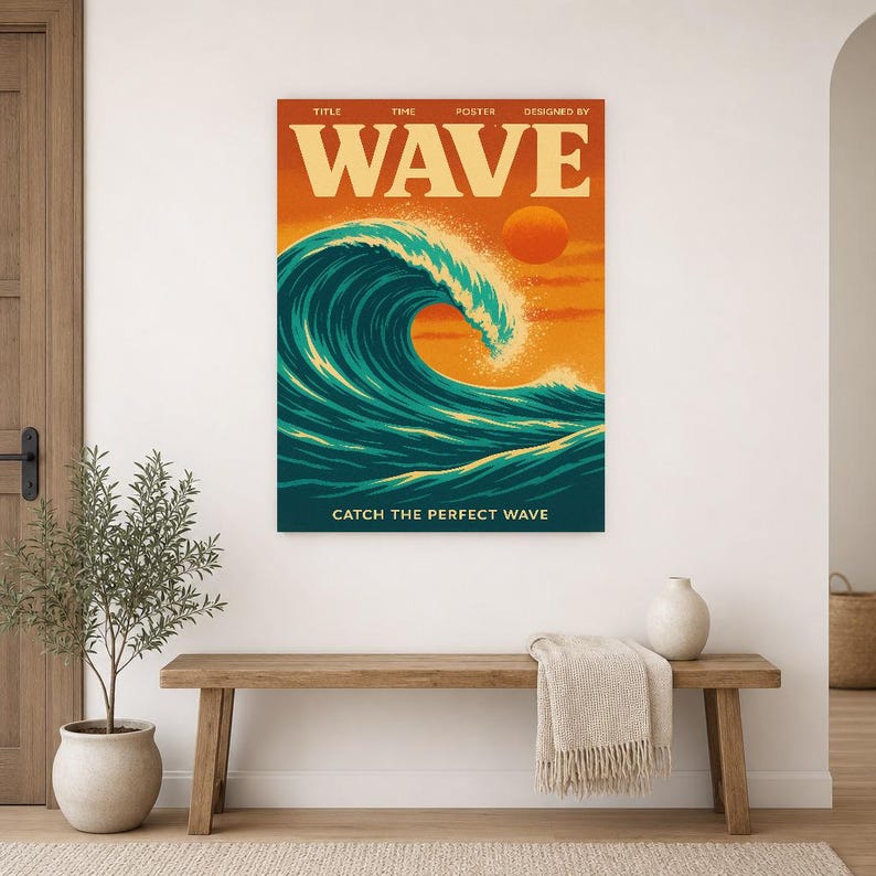 Wave Retro Poster | Vintage 70s Wall Art Print | Aesthetic Magazine Print | Mid Century Retro Decor Gift image 14