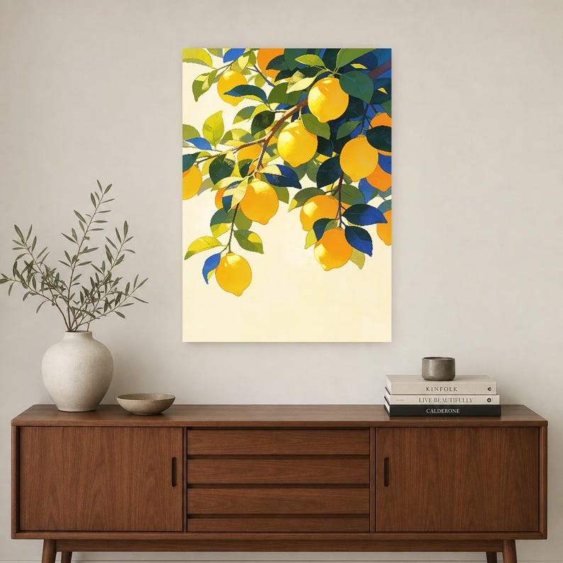 Mediterranean Lemon Kitchen Print | Dolce Vita Italian Wall Art Print | Dining Room Summer Decor image 3