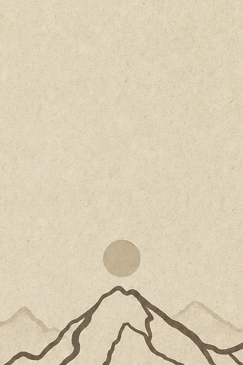 Neutral Gallery Wall Set Japandi Wall Art Print | Sand Beige Mountain Line | Wabi Sabi Minimal Print image 3