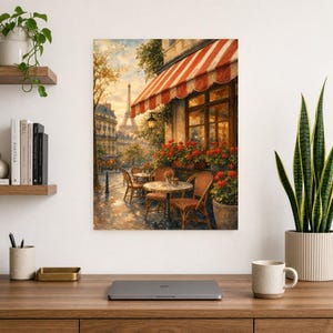 Paris Cafe Travel Poster | Soft Painting France Wall Art | Parisian Cafe Terrace Print | Printed & Shipped image 8
