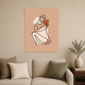 One Line Female Body Wall Art Print | Minimalist Line Drawing Poster | Abstract Boho Bedroom Print image 8