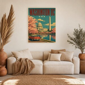 Washington DC Travel Poster | Vintage 1950s Capitol Print | Retro USA Wall Art Print | Mid Century City Decor image 13