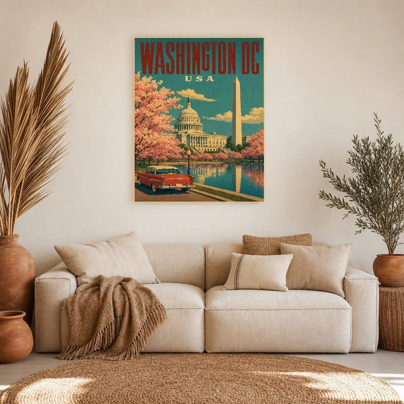 Washington DC Travel Poster | Vintage 1950s Capitol Print | Retro USA Wall Art Print | Mid Century City Decor image 13