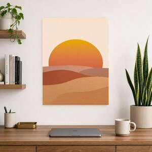 Terracotta XXL Sunrise Wall Art | Oversized Boho Arch Poster | Warm Minimalist Above Bed Print image 7