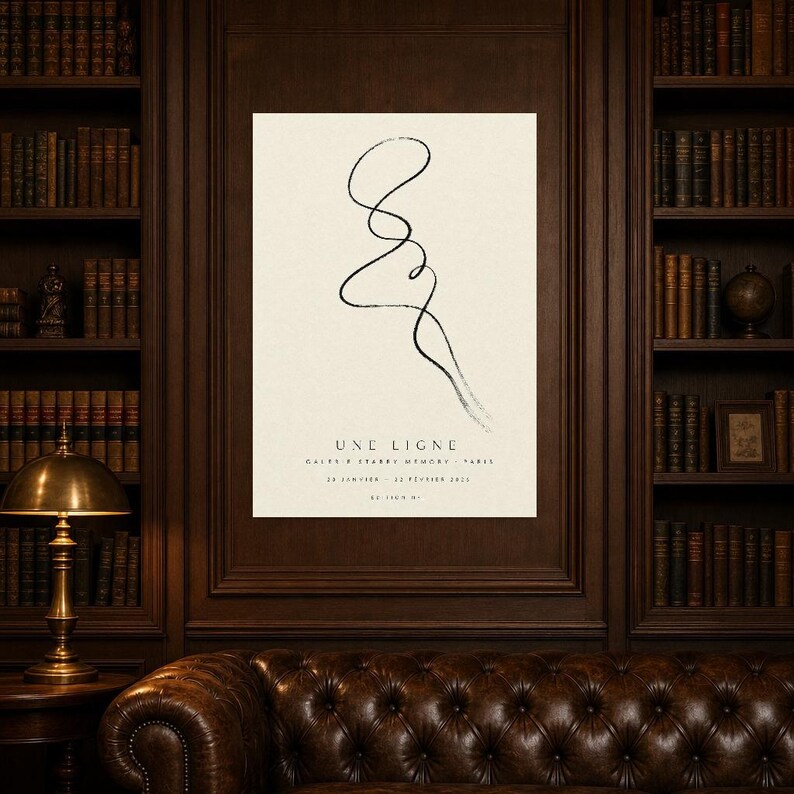 One Line | Abstract Wall Art | Modern Gallery Poster | Black and Cream Minimalist Print | Printed & Shipped image 5