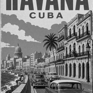 Havana Travel Poster | Vintage 1950s Malecon Print | Retro Cuba Wall Art Print | Mid Century City Decor image 10