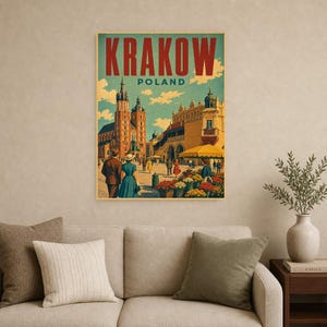 Krakow Travel Poster | Vintage Old Square Print | Poland Wall Art | Printed & Shipped image 9
