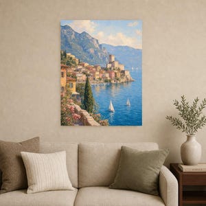 Lake Garda Travel Poster | Soft Painting Italy Wall Art | Italian Lake Malcesine Print | Printed & Shipped image 9