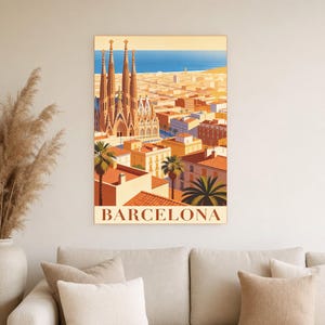 Póster de viaje vintage de Barcelona | Impresión de arte retro de la ciudad de España ? Decoración de pared de regalo de inauguración de la imagen 5