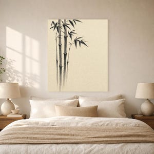 Black Ink Bamboo Japandi Wall Art Print | Mono Brushstroke Sumi-e Print | Zen Wabi Sabi Poster image 6