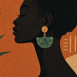 Afrohemian Wall Art Print | African Bohemian Woman Silhouette Poster | Earth Tones Boho Decor | Terracotta Ocher Modern Tribal Art image 3