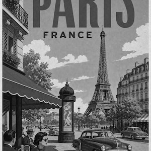 Paris Travel Poster | Vintage Eiffel Tower Print | France Wall Art | Printed & Shipped image 10