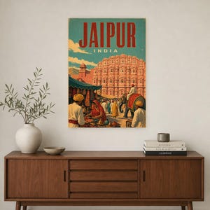 Jaipur Travel Poster | Vintage Pink City Print | Indian Wall Art | Printed & Shipped image 2