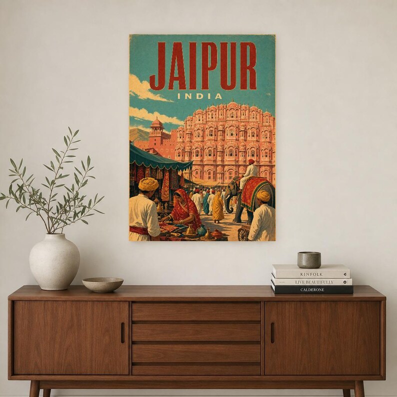 Jaipur Travel Poster | Vintage Pink City Print | Indian Wall Art | Printed & Shipped image 2