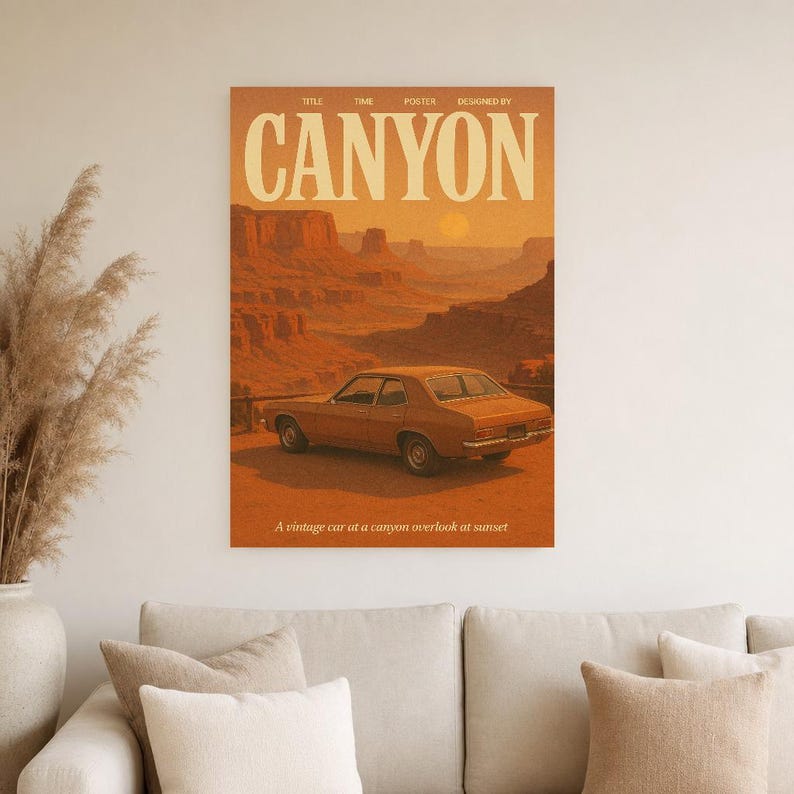 Canyon Retro Poster | Vintage 70s Wall Art Print | Aesthetic Magazine Print | Mid Century Retro Decor Gift image 5