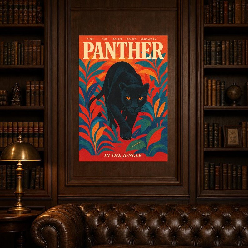 Panther Retro Poster | Vintage 70s Wall Art Print | Aesthetic Magazine Print | Mid Century Retro Decor Gift image 4