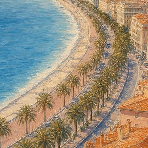 Nice Travel Poster | French Soft Painting Riviera Wall Art | Cote d'Azur Coastal Print | Printed and Shipped image 3