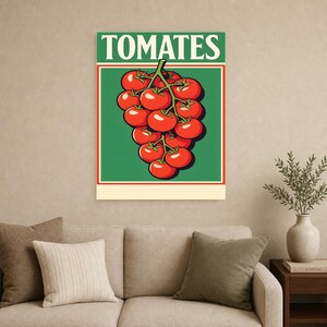 Impresión de arte de pared de cocina de tomate ? Póster retro de comida de bistró | Impresión de cocina italiana maximalista ? Decoración De imagen 15