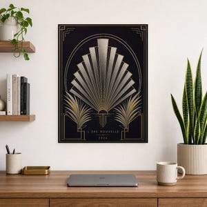 Neo Art Deco Wall Art Print | Plum and Chrome Geometric Arch Poster | Modern Art Deco Revival | Luxury Living Room Decor image 8