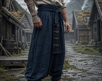 Viking Harem Pants for Men, sca costume, Medieval Viking Pants, Renaissance Baggy Trousers, Norse Cosplay Clothing, LARP Costume Pants