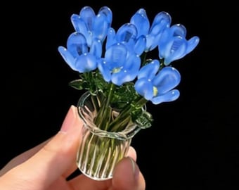 7pcs Glass Flower Kit, Small Flower Bouquets, Home Decor, Gift