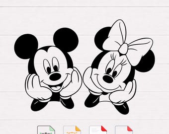 Mickey Minnie Mouse paar SVG, Cricut Cut-bestand, silhouet ontwerp (digitale download)