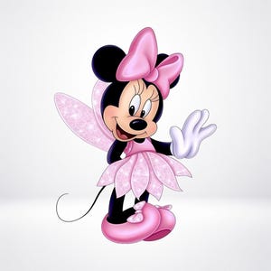 Minnie Mouse Fairy PNG Clipart, Pink Fairy Princess Character, Sublimation Design (Digital Download) image 1