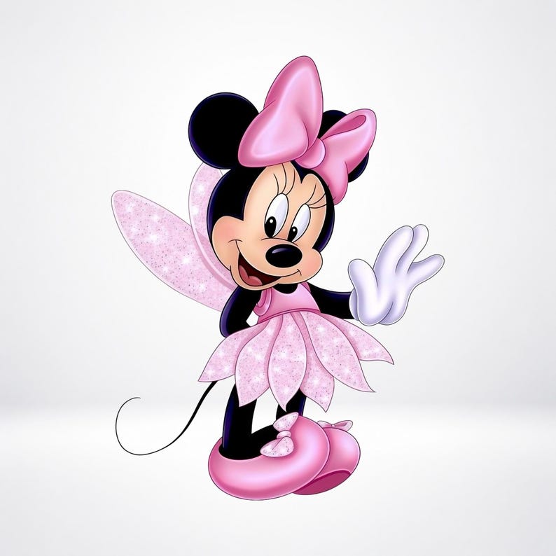 Minnie Mouse Fairy PNG Clipart, Pink Fairy Princess Character, Sublimation Design (Digital Download) image 1