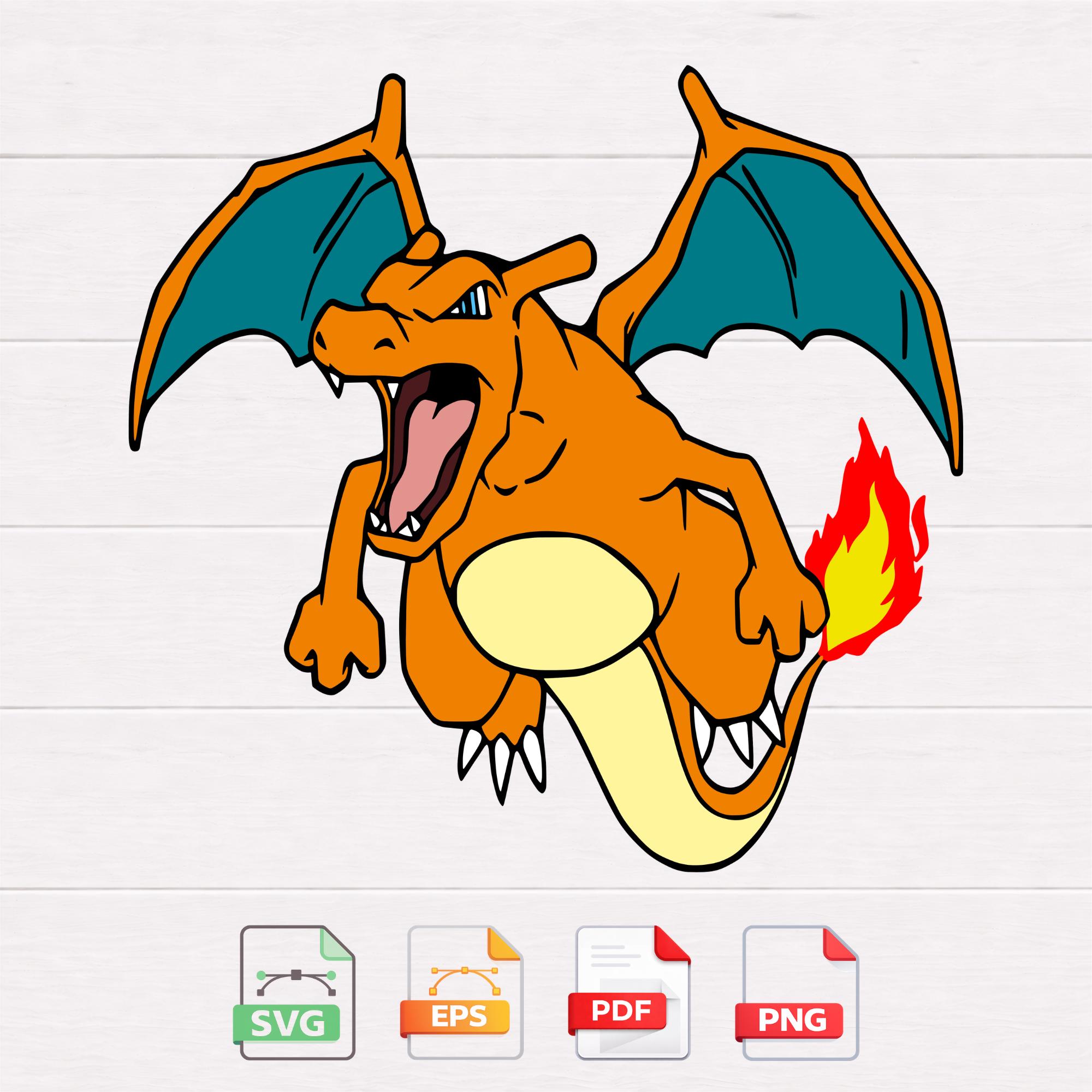 Charizard SVG, Pokemon Fire Dragon Cut File for Cricut & Silhouette ...