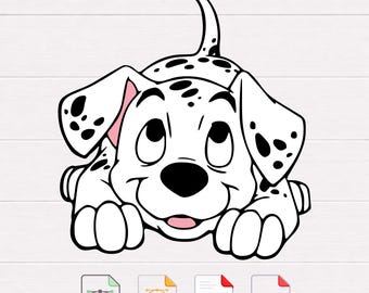 Dalmatische SVG, cartoon hond clipart, Cricut gesneden bestand (digitale download)