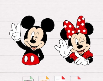 Mickey and Minnie Mouse Peace Sign SVG Cut File (Digital Download)