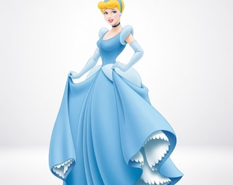 Assepoester prinses png-clipart, sprookjesfiguur blauwe baljurk (digitale download)