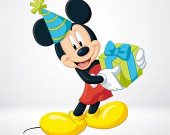 Mickey Mouse verjaardag PNG-clipart, kinderfeestafbeelding, afdrukbare digitale download