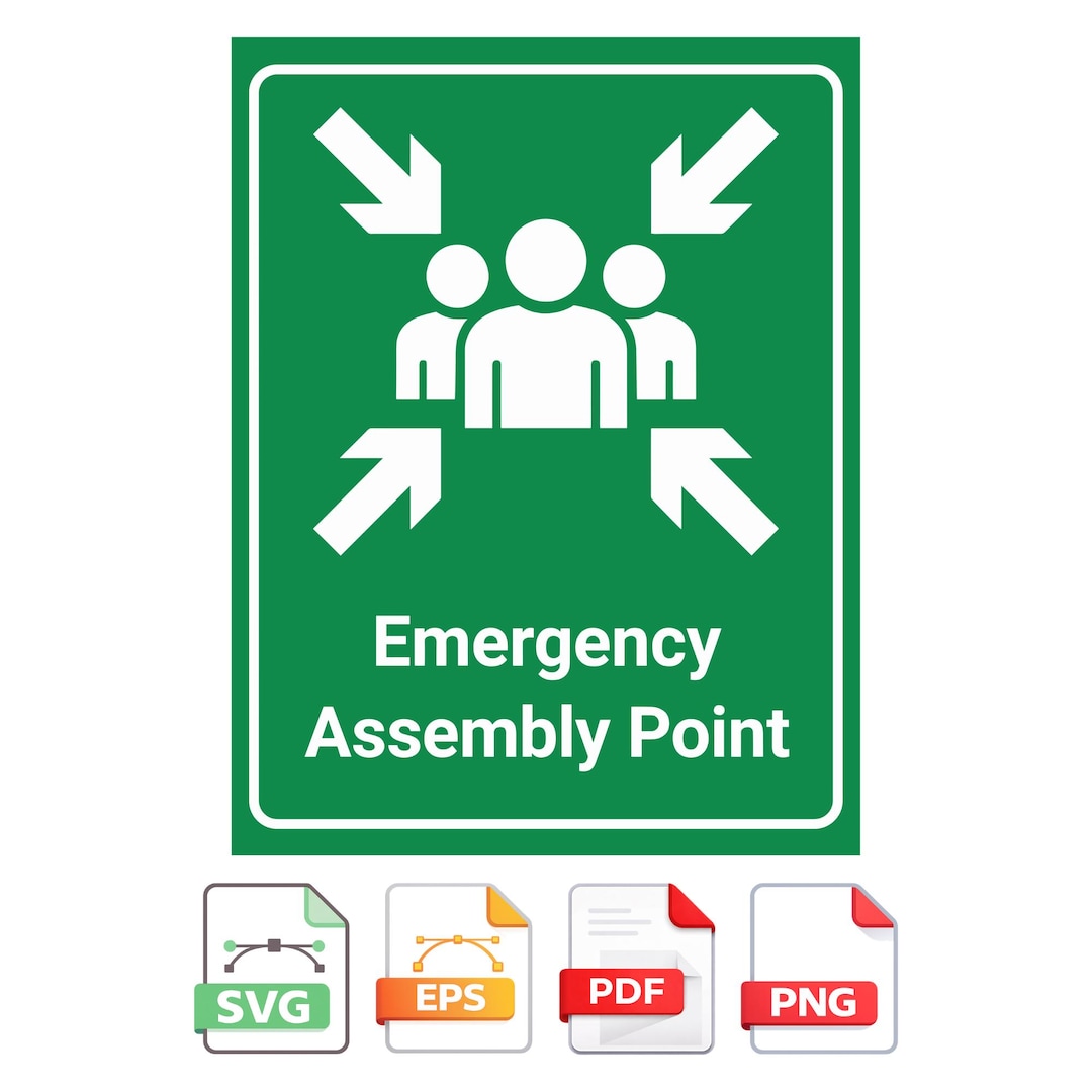 Emergency Assembly Point Sign, Safety Evacuation Meeting Point, Vector ...