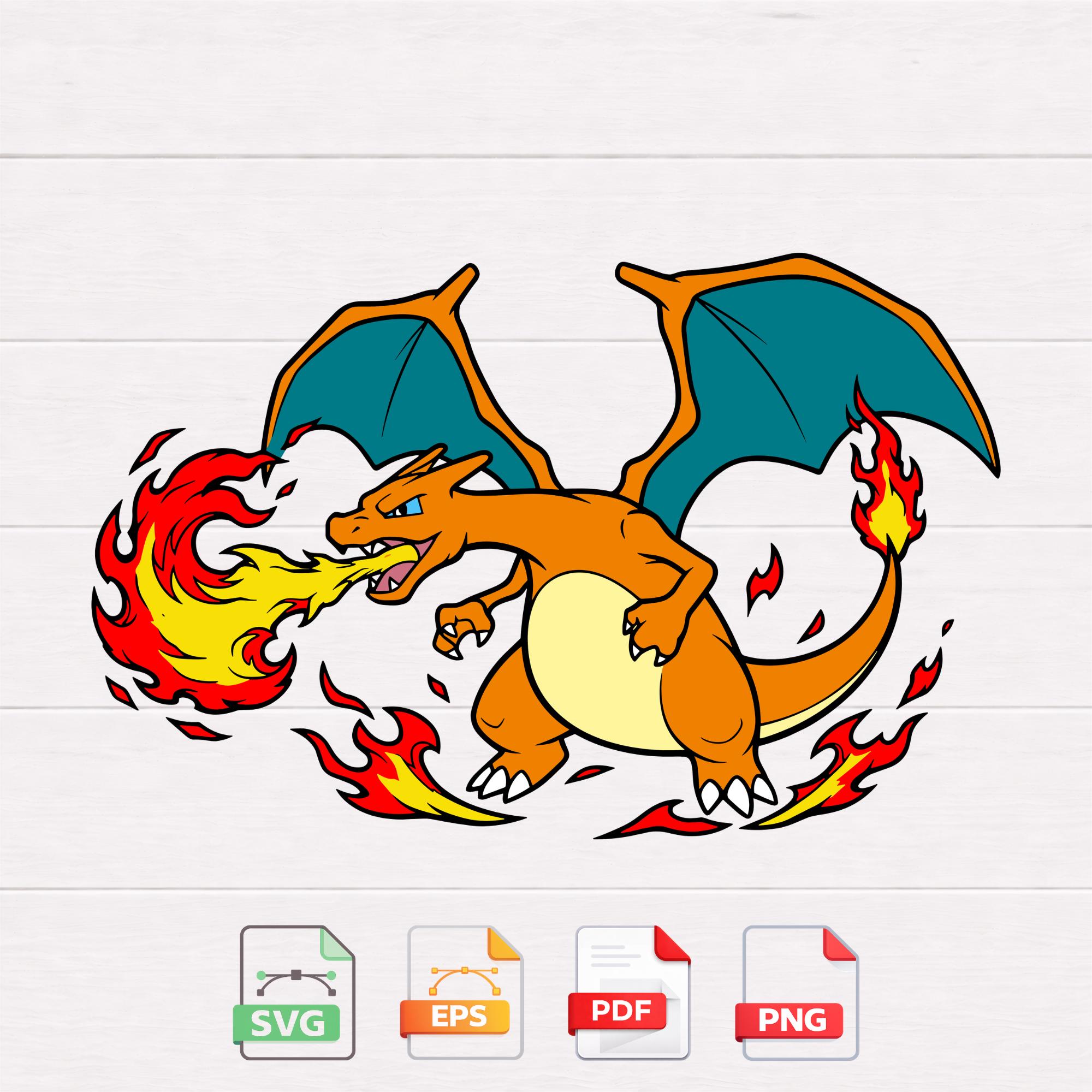 Charizard Pokemon SVG, Fire Dragon Cut File, Cricut Clipart (digital ...