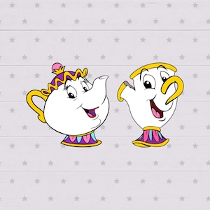 Mrs. Potts and Chip SVG Bundle – Teapot and Teacup Clipart, Printable Digital Download (Cricut Cut File: Svg, Png, Pdf, Eps)