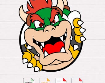 Bowser SVG, Super Mario Villain Cut-bestand, afdrukbare clipart (digitale download)