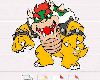 Bowser SVG-bestand knippen, Super Mario Villain clipart (digitale download)