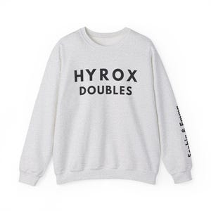 HYROX Custom Doubles Sweatshirt with Names | Grey Fitness Crewneck Pullover | Gym Lover Gift | Running Training Sweater | Athletic Team