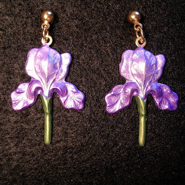 Iris Flower Earrings Etsy